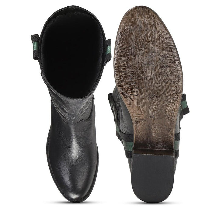 Saint Macrina Black Leather Knee High Boot - SaintG UK