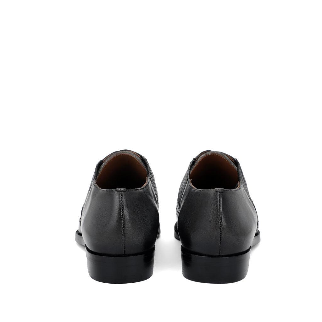 Saint Vincenzo Grey Leather Square Toe Lace Up Décor Shoes - SaintG UK