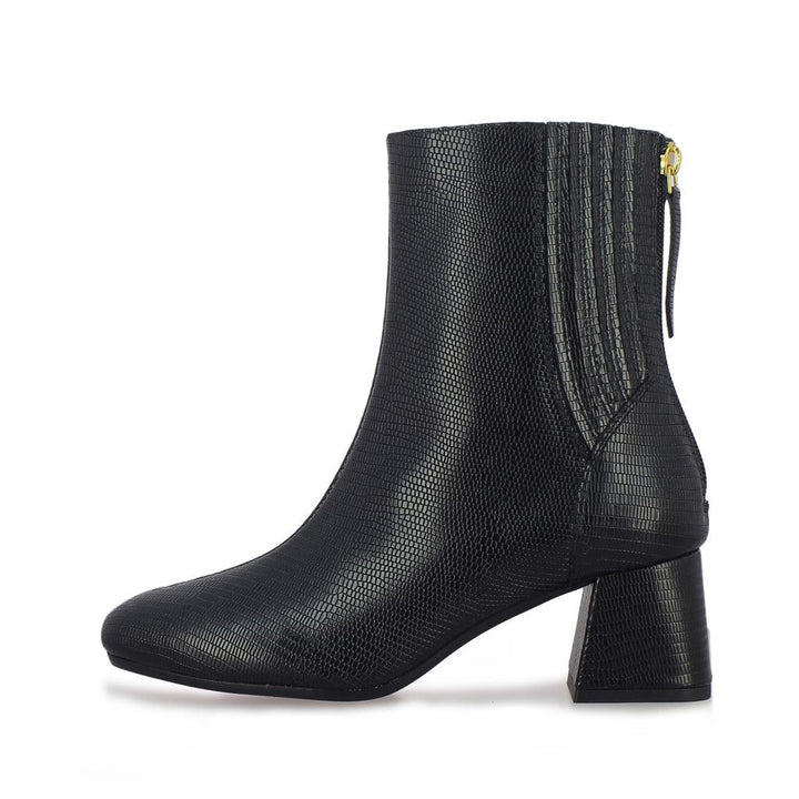 Saint Stellina Black Leather Back Zip Block Heel Boots - SaintG UK