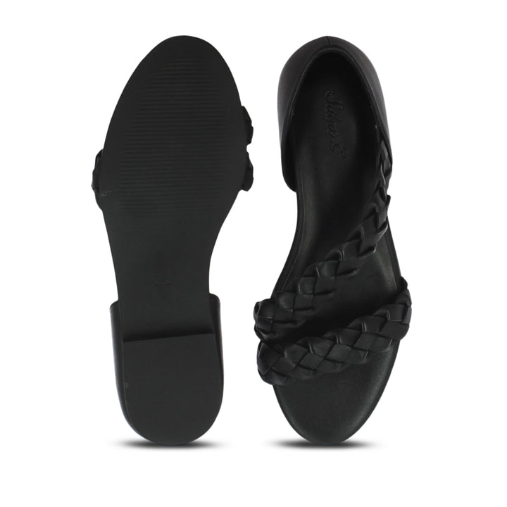 Saint Venciza Black Woven Leather Handcrafted Sandals