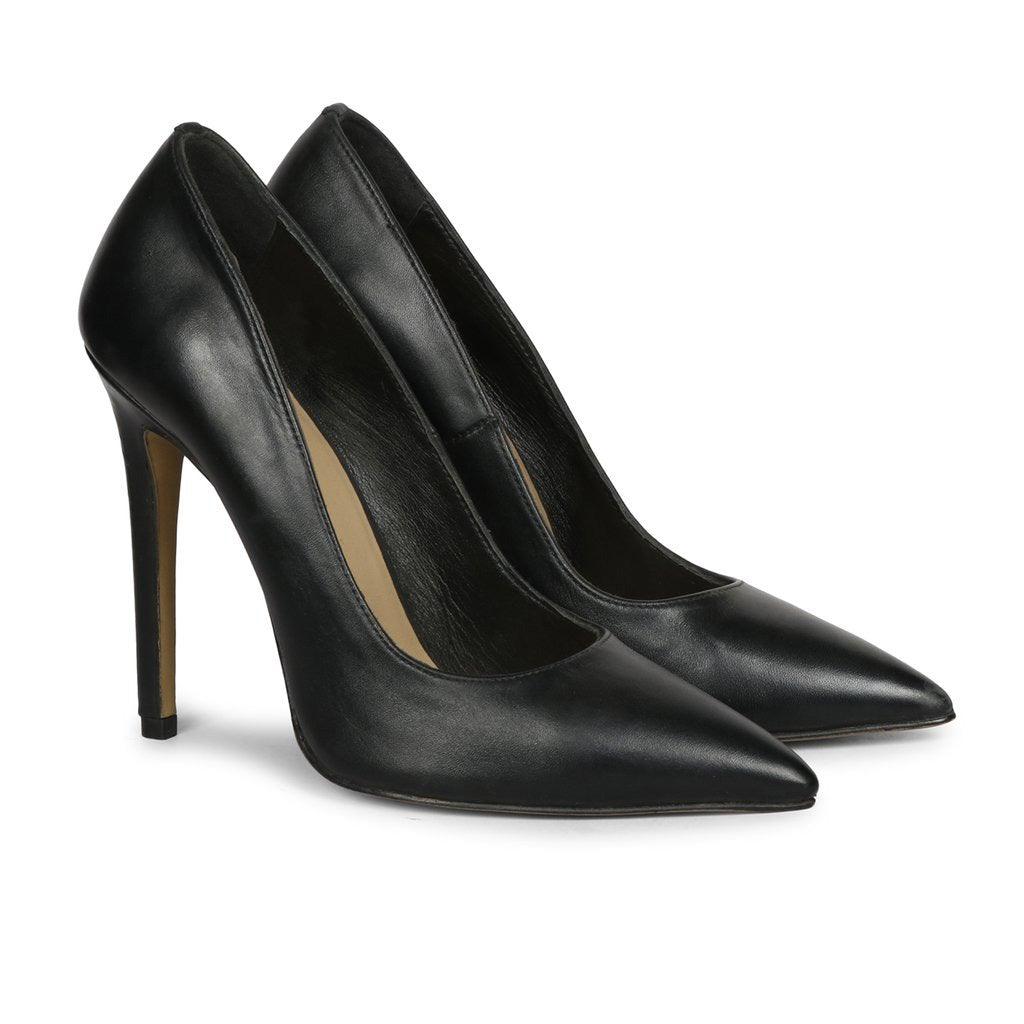 Black Leather Pumps stilettos for women