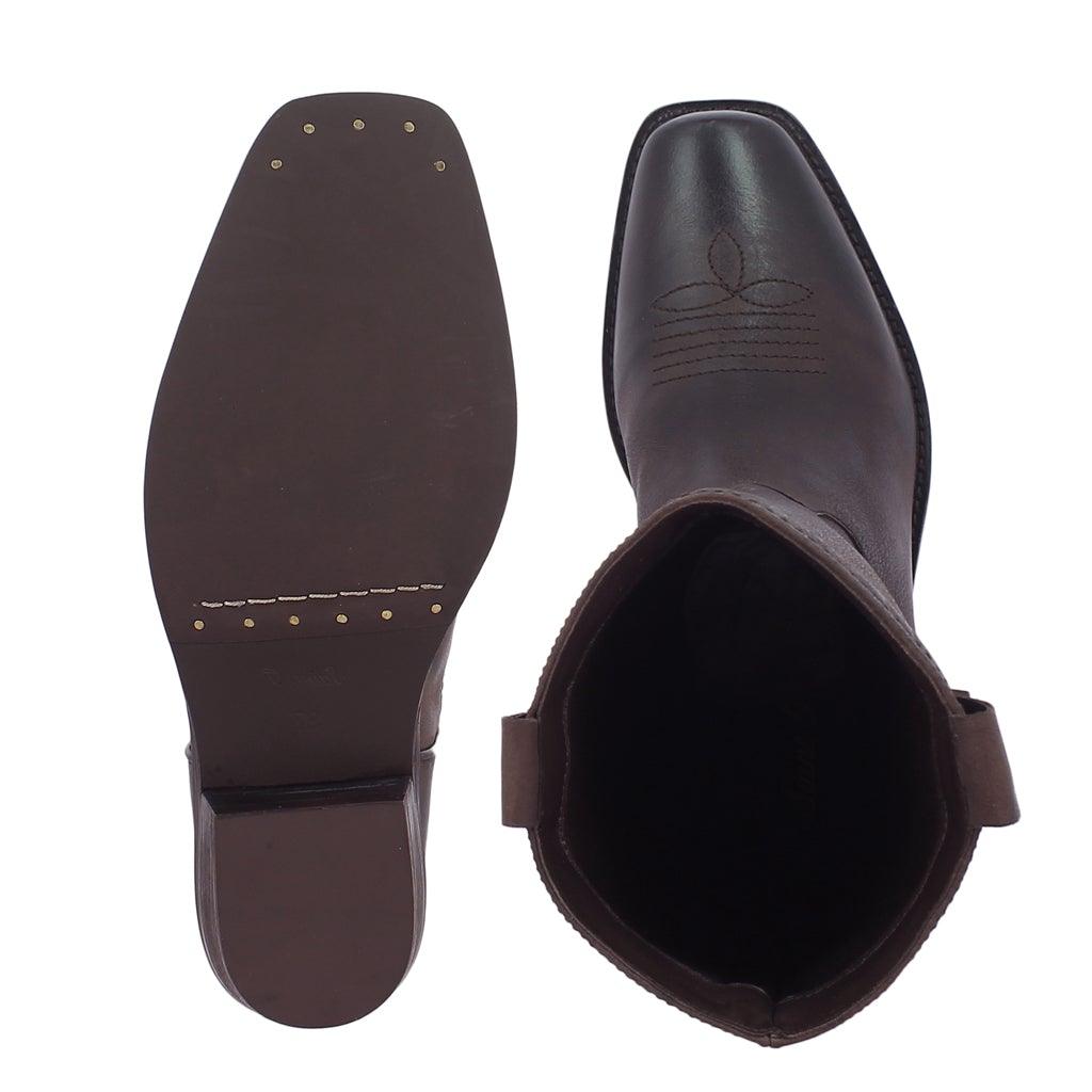 Saint Valery Brown Leather Cowboy Calf Boots - SaintG UK