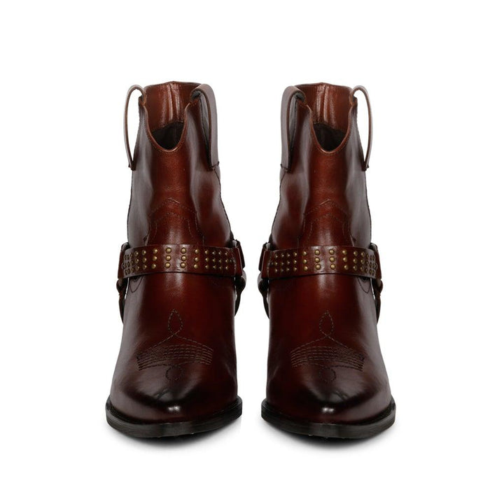 Saint Enrica Metal Studded Teak Leather Ankle Boots - SaintG UK