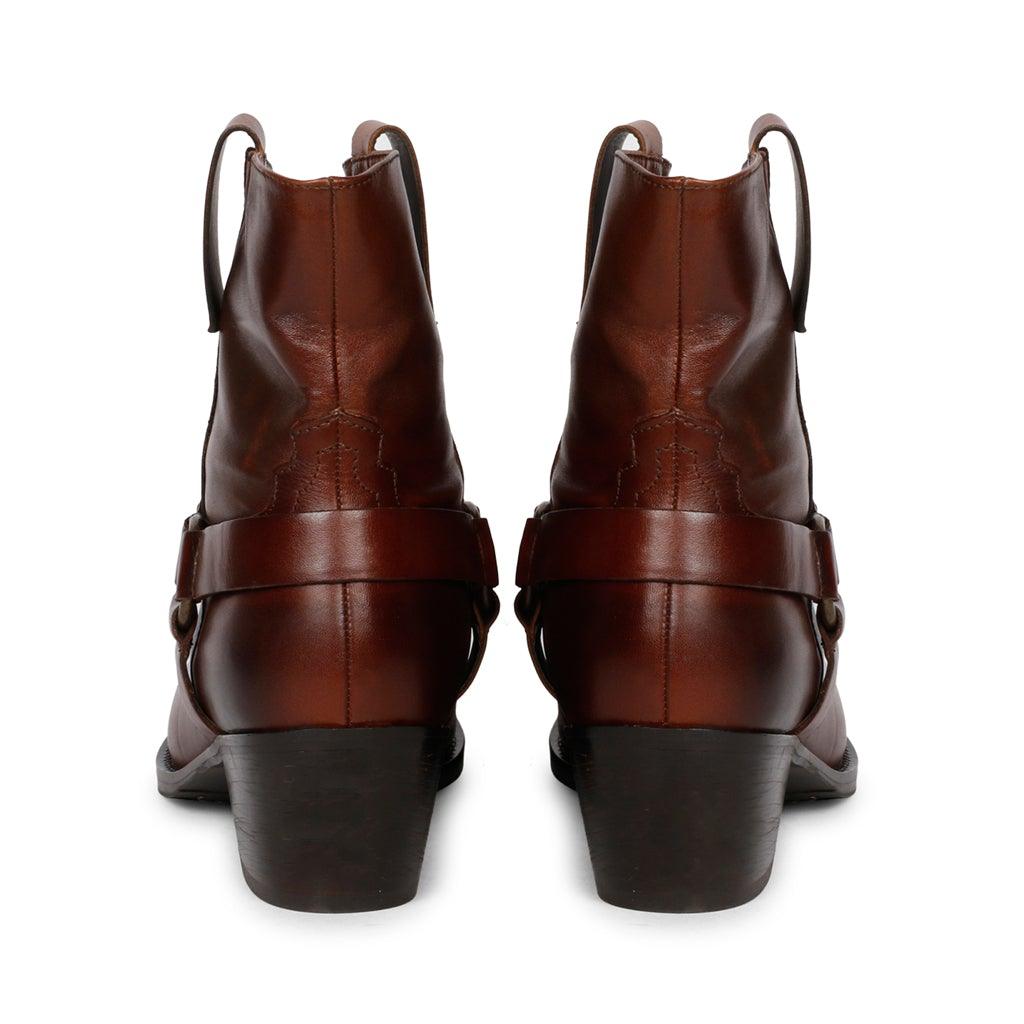 Saint Enrica Metal Studded Teak Leather Ankle Boots - SaintG UK