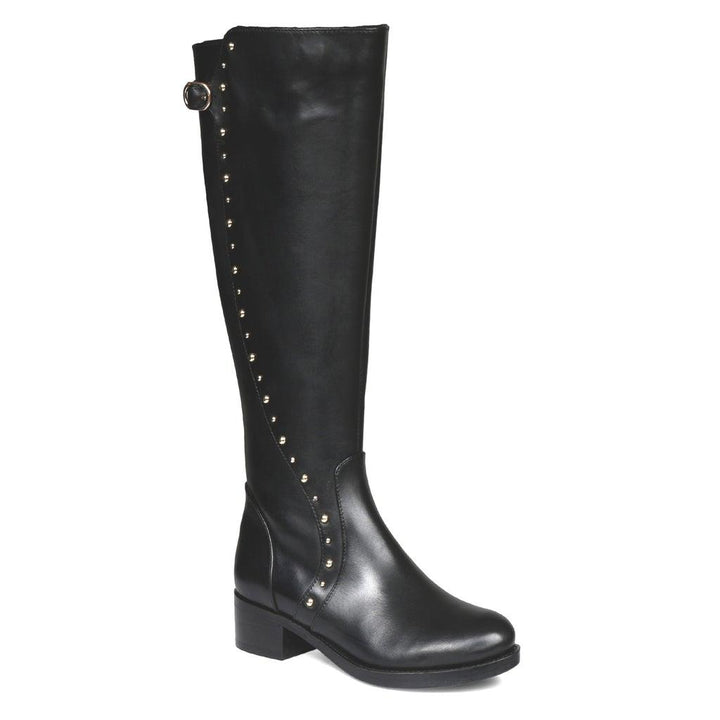 Saint Claire Black Leather Knee High Boots - SaintG UK