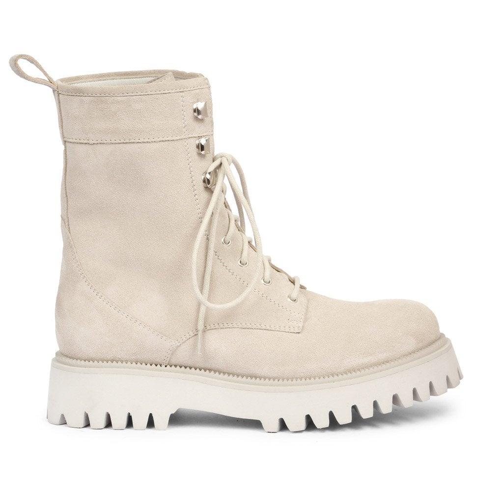 Saint Anastasia Ivory Leather Lace Up High Ankle Boots - SaintG UK