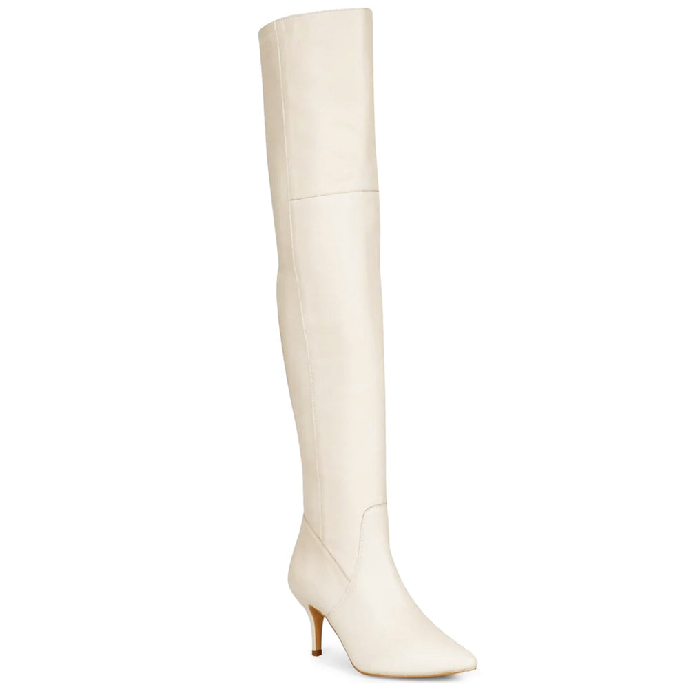 Off White Stretch Napa Thigh High Boots for women
