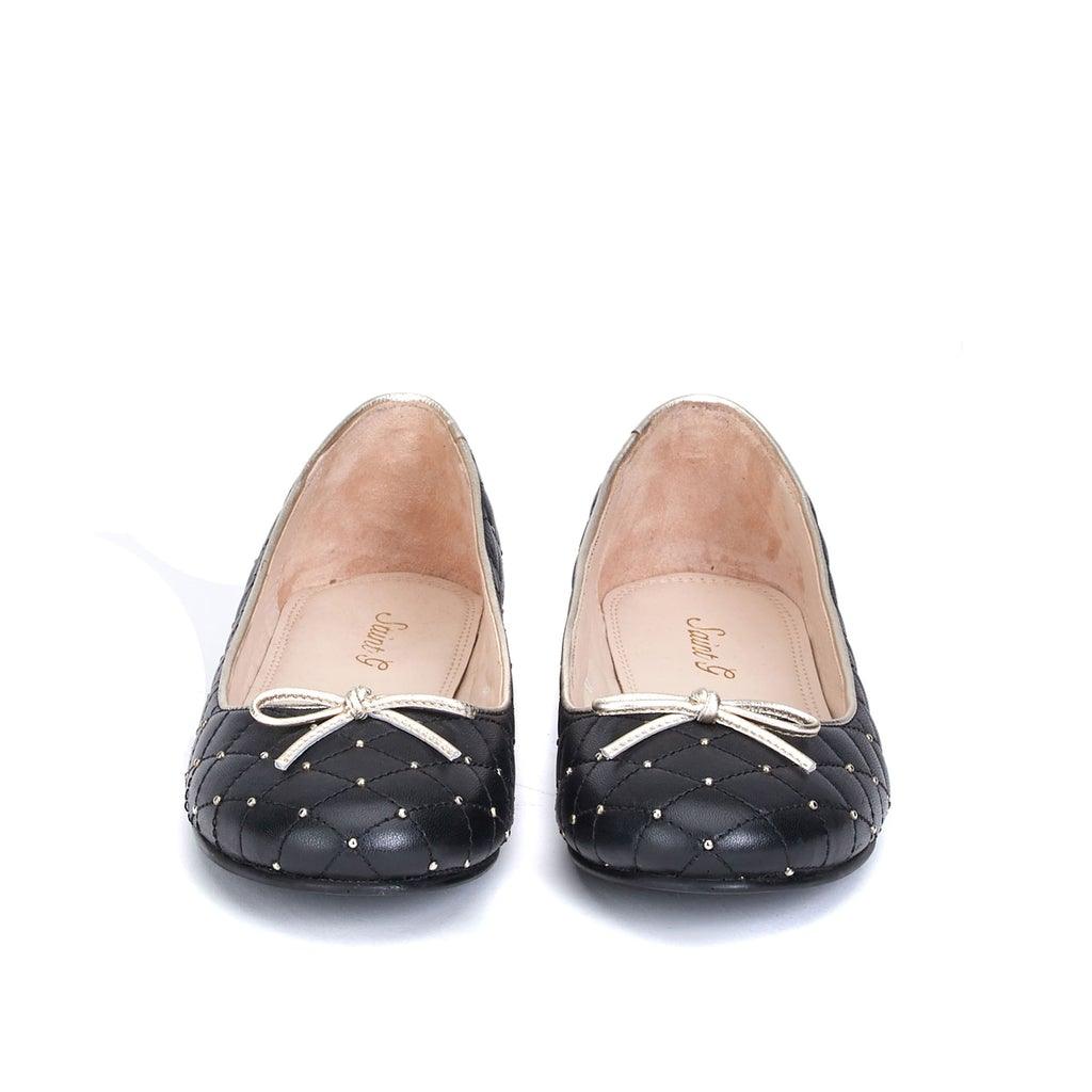 Saint Anya Black Leather Ballerina's - SaintG UK