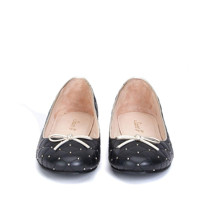 Saint Anya Black Leather Ballerina's - SaintG UK