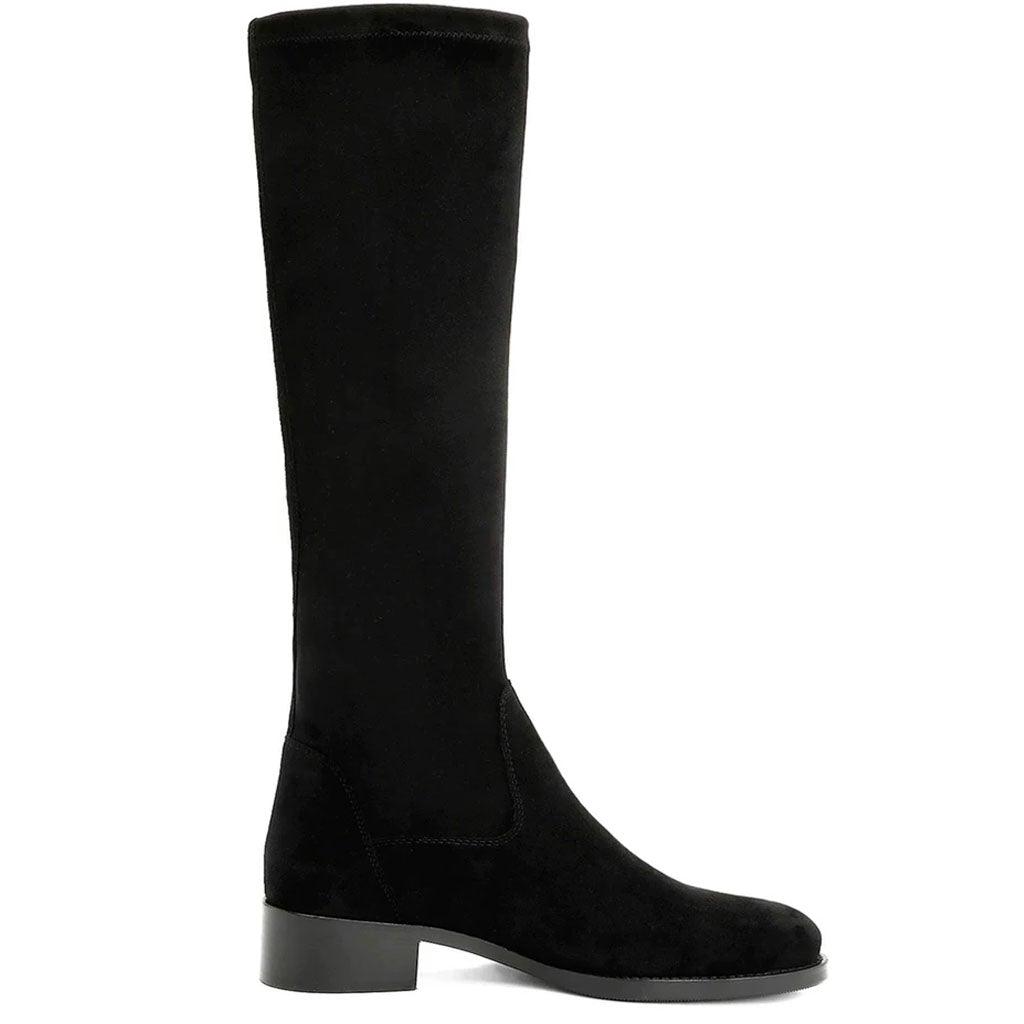 Saint Amy Black Stretch suede Leather Knee High Boots - SaintG UK