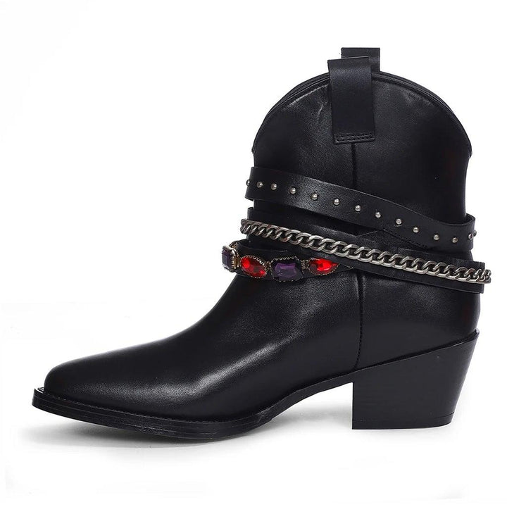 Saint Louanne Black Leather Decor Ankle Boot - SaintG UK
