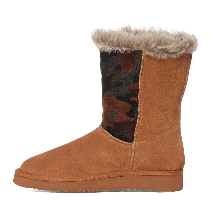 Saint Honora Tan Camo Italian Fabric-Leather Snug Boots - SaintG UK