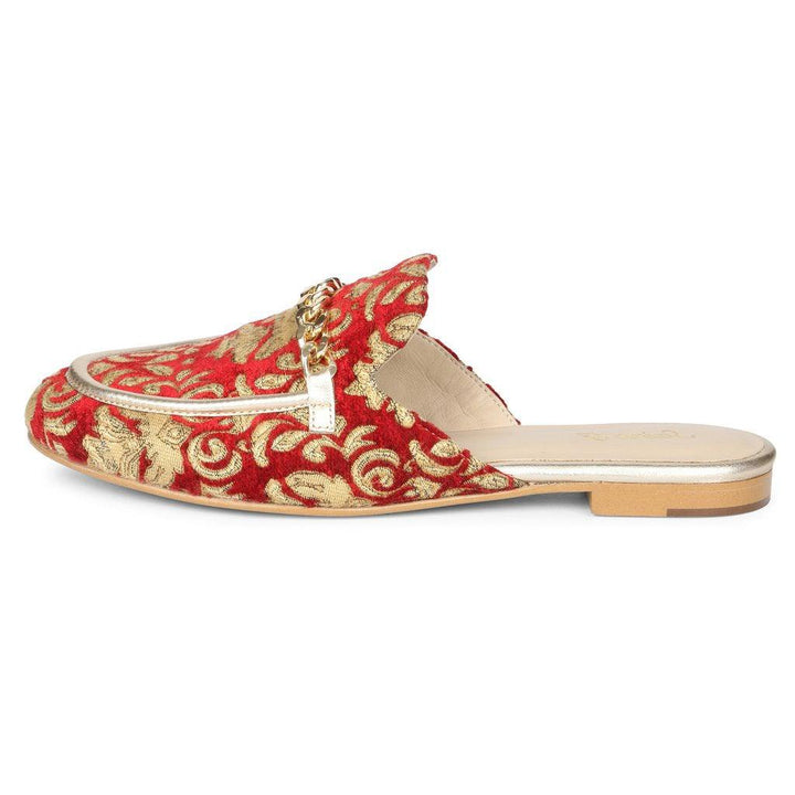 Saint Manon Red Handcrafted Leather Mules - SaintG UK