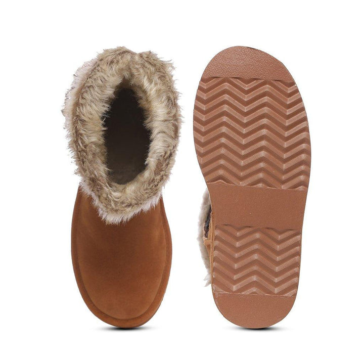 Saint Honora Tan Camo Italian Fabric-Leather Snug Boots - SaintG UK
