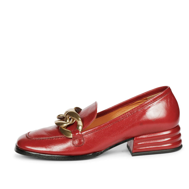 Saint Juliet Red Distressed Leather Handcrafted Moccasins