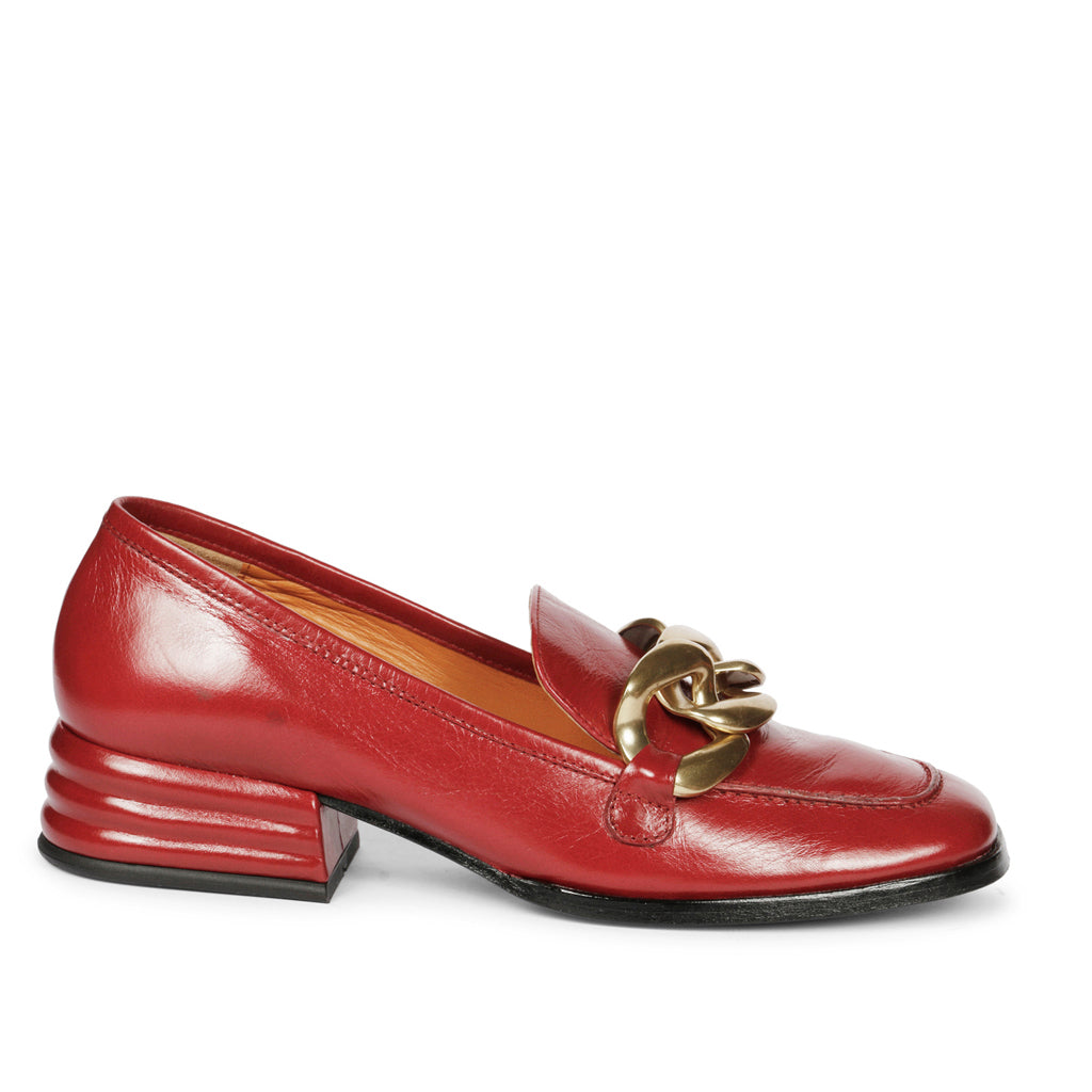 Red Distressed Leather Handcrafted Moccasins for women