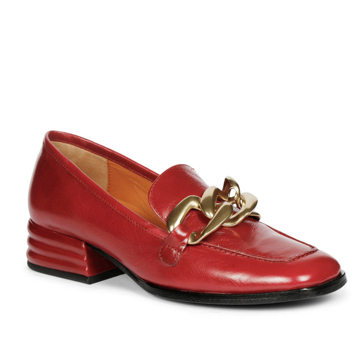Saint Juliet Red Distressed Leather Handcrafted Moccasins