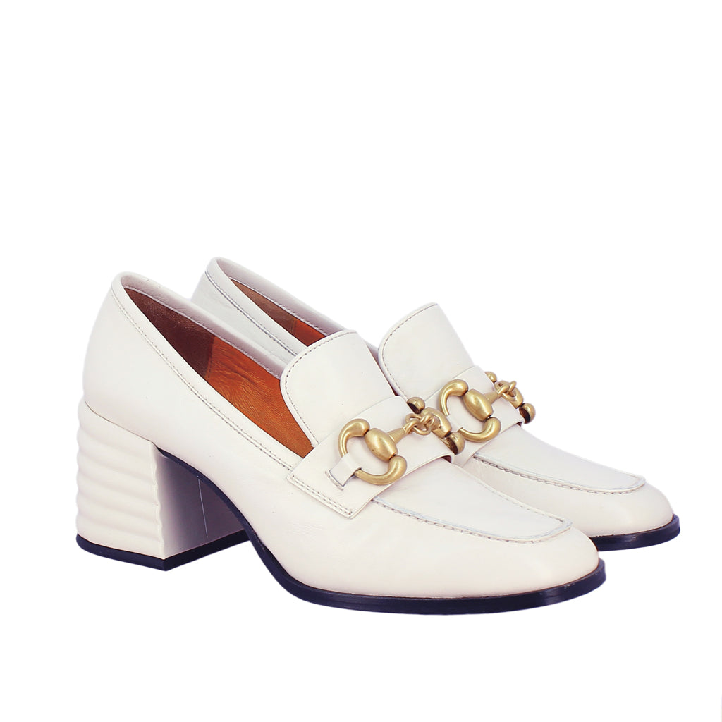 Saint Amara White Distressed Leather Handcrafted Moccasins