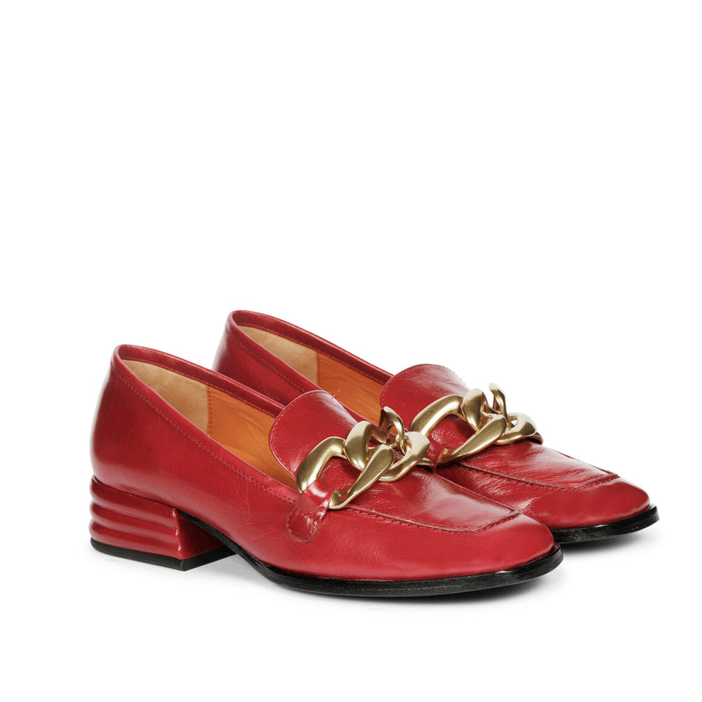 Red Distressed Leather Handcrafted Moccasins for women