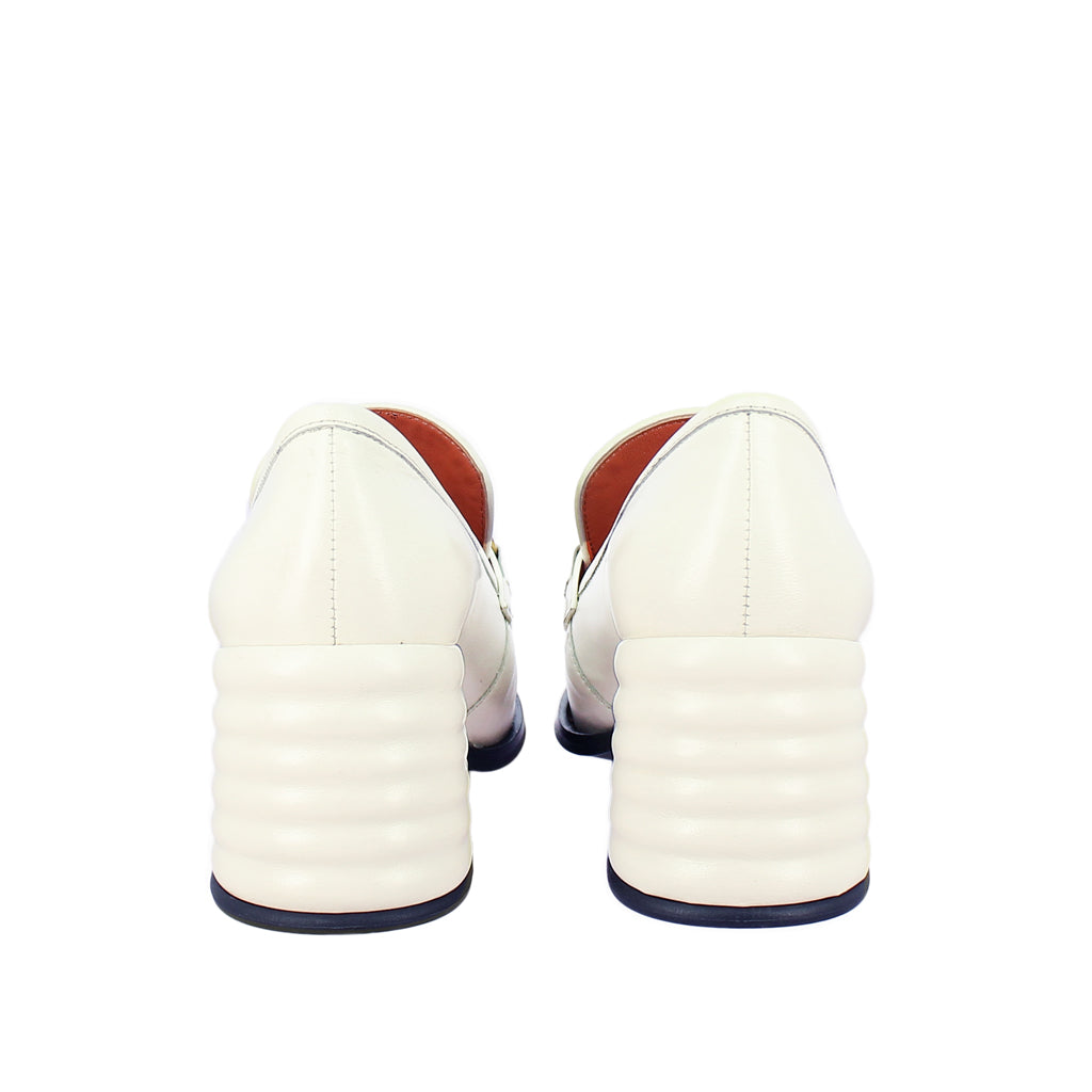 Saint Amara White Distressed Leather Handcrafted Moccasins