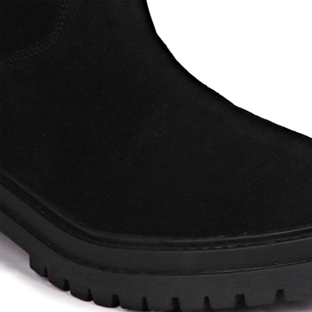 Saint Alexandra Black Suede Leather Pull On Calf Boots - SaintG UK