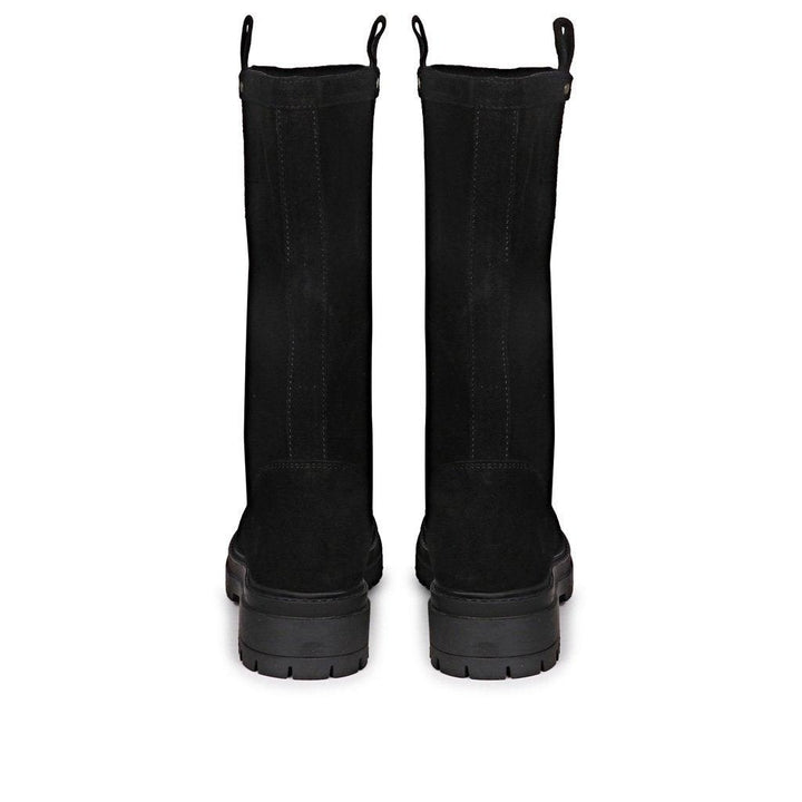 Saint Alexandra Black Suede Leather Pull On Calf Boots - SaintG UK