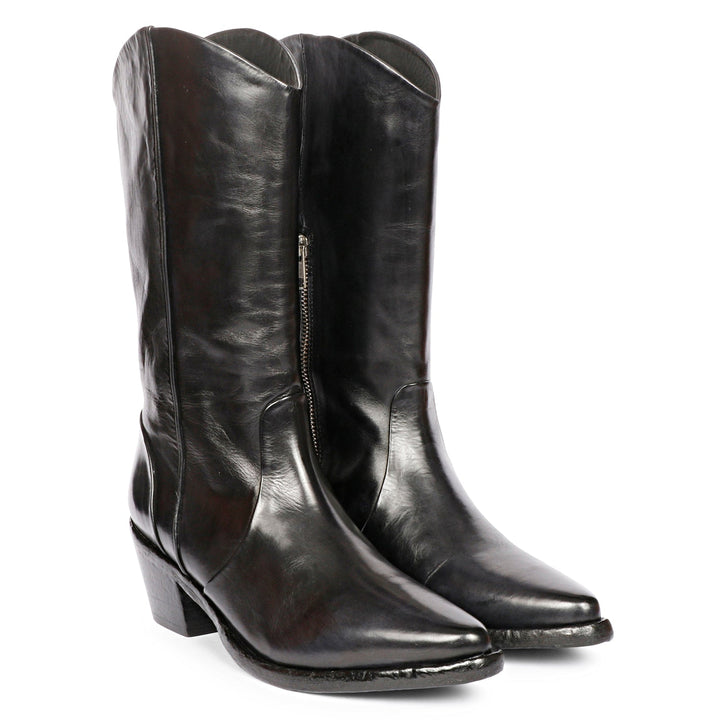 Saint Myla Black Leather Washed Calf Boot