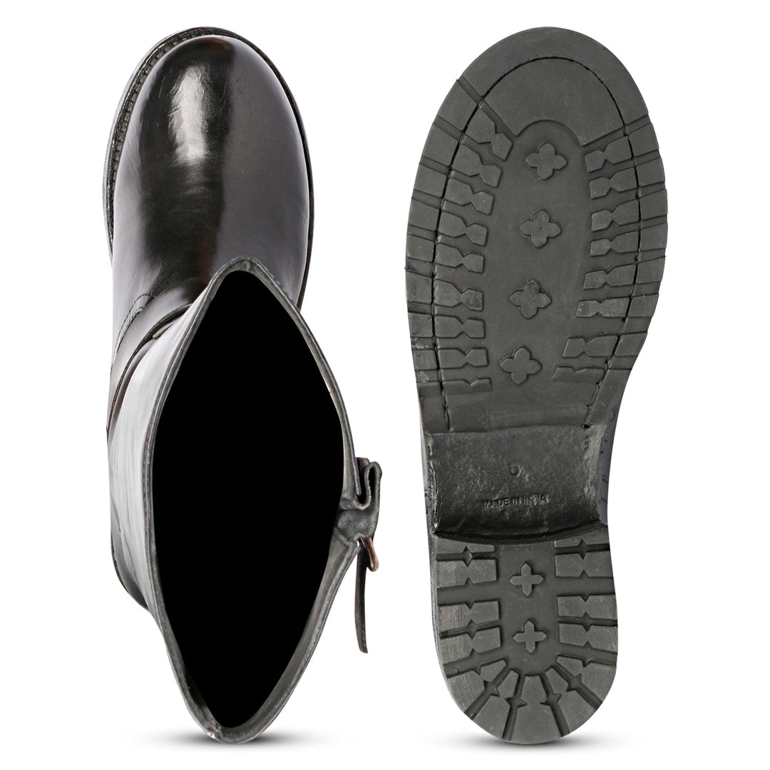 Saint Nova Black Leather Washed Calf Boot
