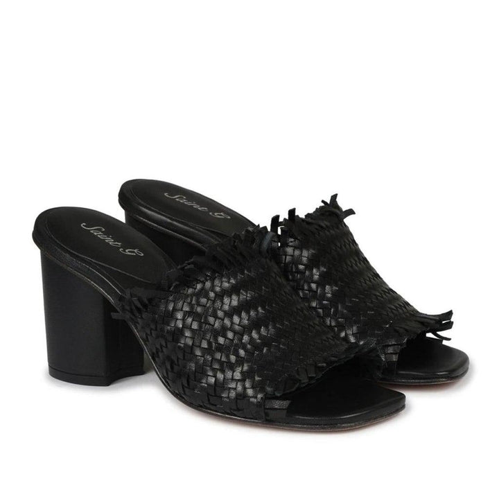 Saint Belina Black Woven Leather Heels - SaintG UK