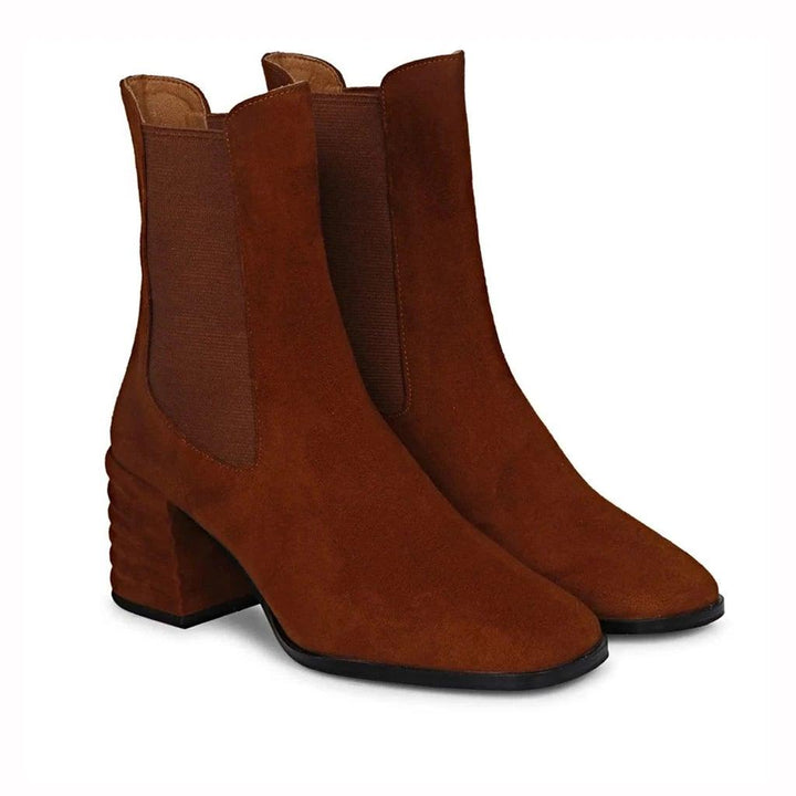 Saint Rachel Cognac Leather High Ankle Boots - SaintG UK