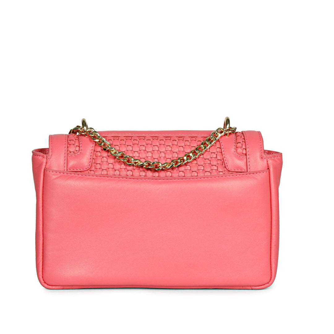 Addie Coral Hand Woven Leather Sling Bag