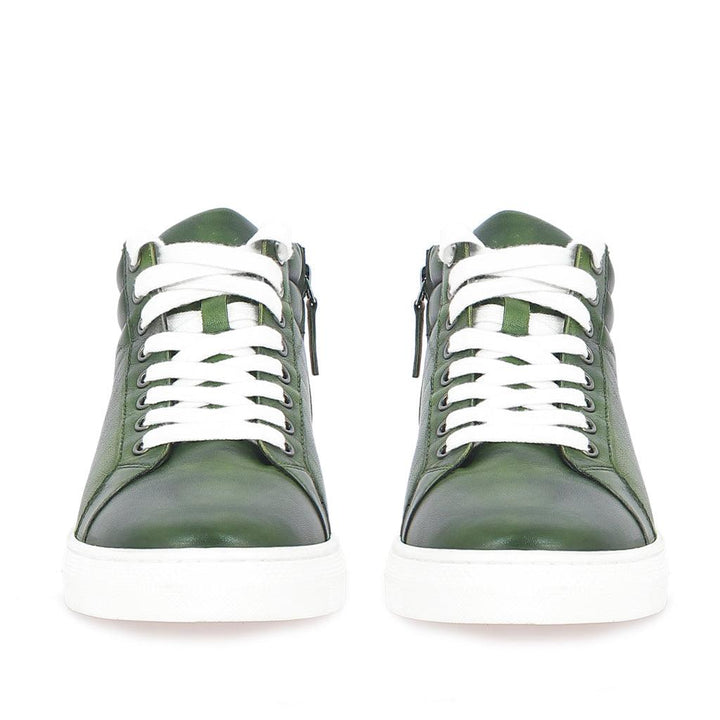 Saint Lamberto Green Leather Handcrafted Sneakers - SaintG UK
