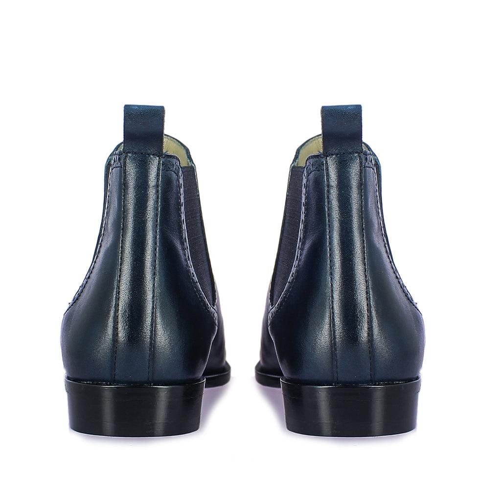 Saint Frederico Navy Leather Brogue Detail Chelsea Boots - SaintG UK