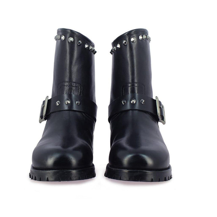 Saint Adelina Metal Studded Black Leather Ankle Boots - SaintG UK