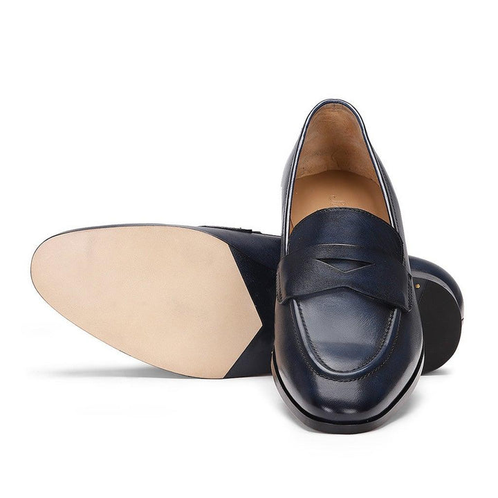 Saint Lukonin  Toned Navy Leather Loafers - SaintG UK