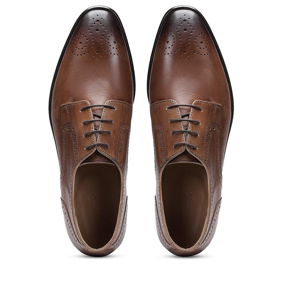 Saint Lucas Tan Leather Lace Up Brogue Shoes - SaintG UK