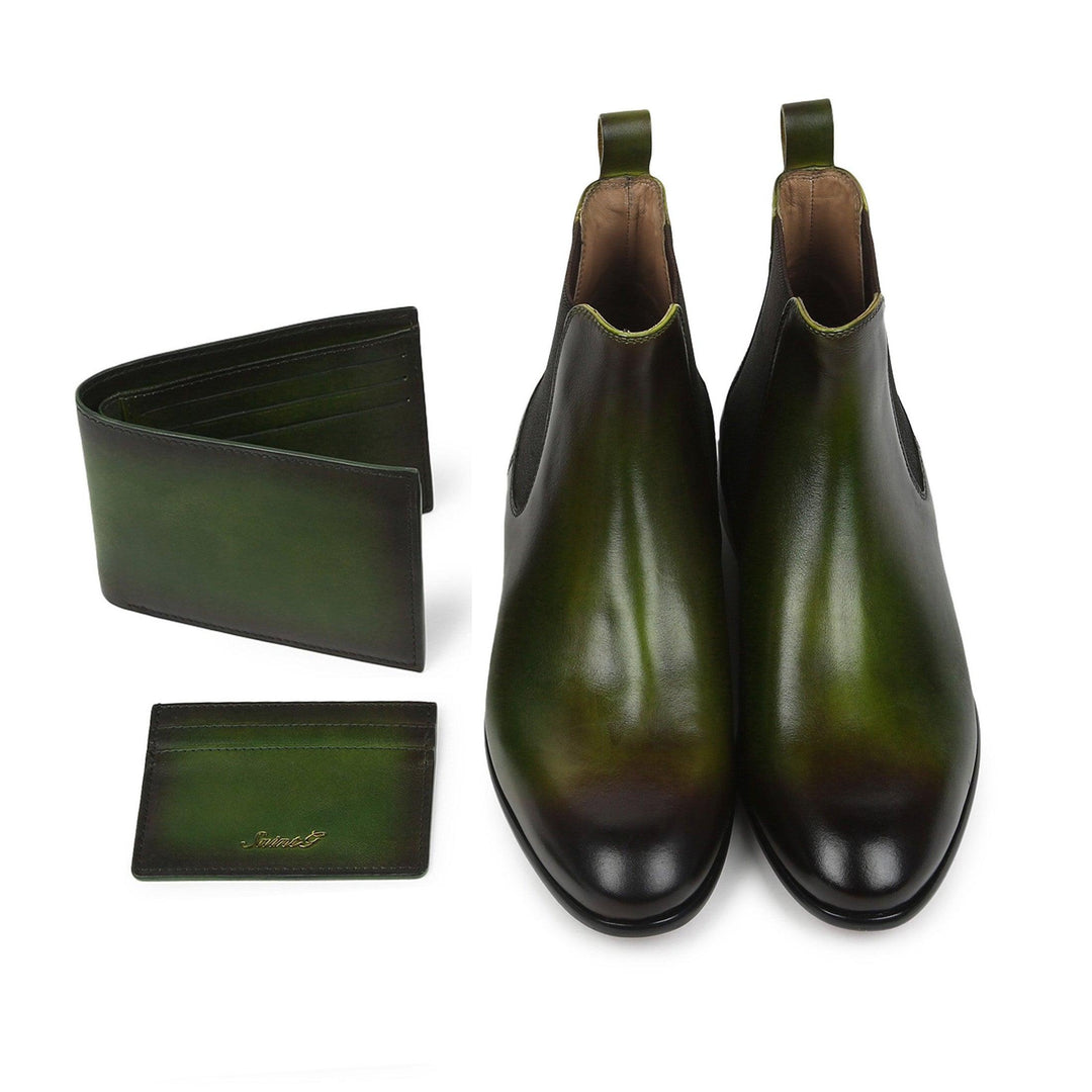 Saint Agostino Two Color Toned Olive Leather Boot With Set - SaintG UK