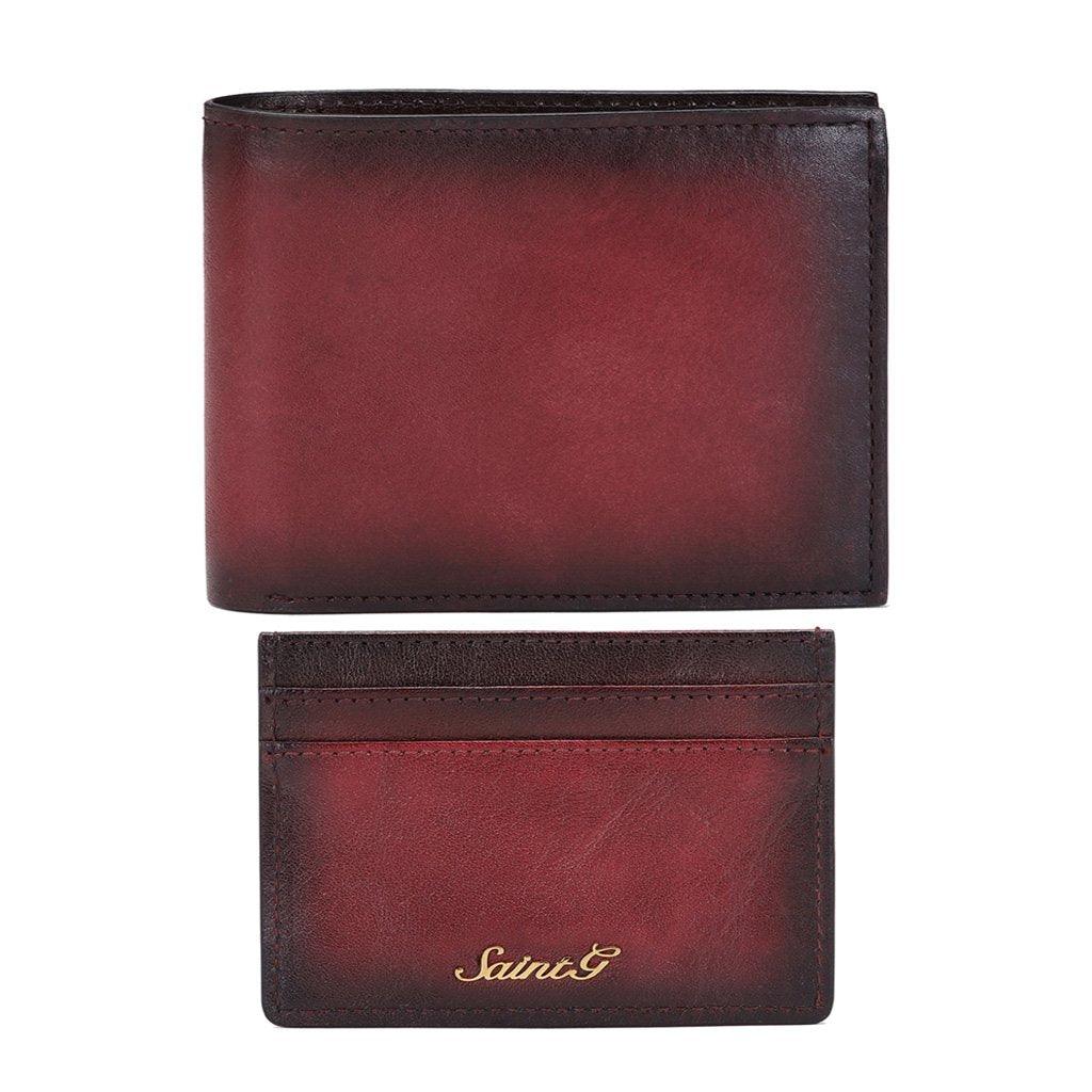 Red Italian Leather Men's Wallet Set - SaintG UK