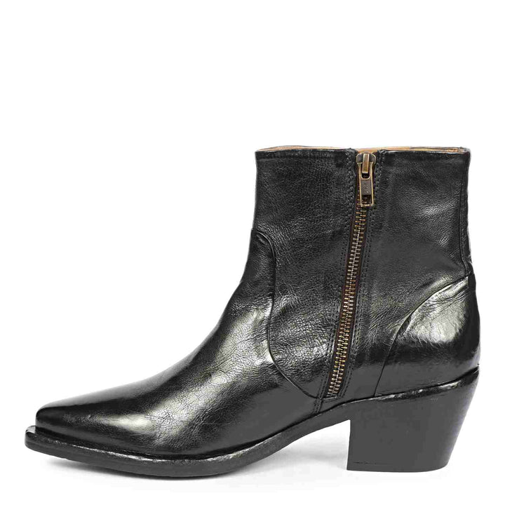 Saint Emelia Black Leather Washed Ankle Boot