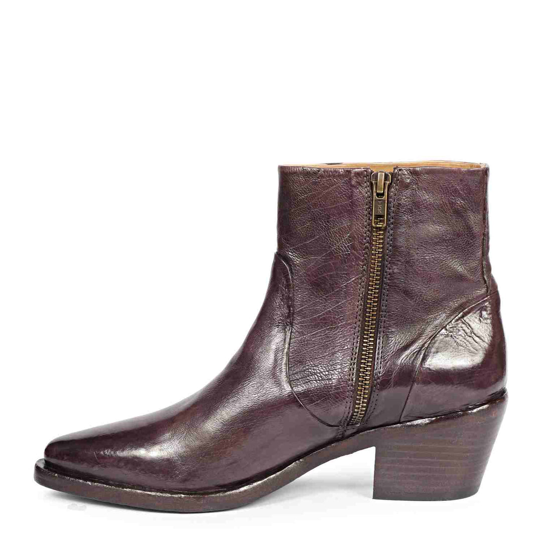 Saint Emelia Burgundy Leather Washed Ankle Boot