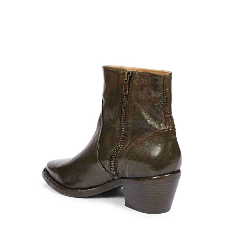Saint Emelia Olive Leather Washed Ankle Boot