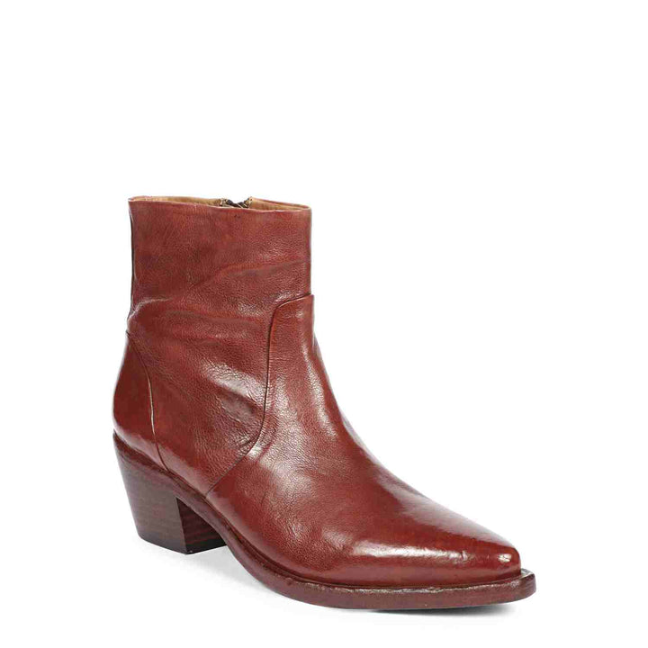 Saint Emelia Rust Leather Washed Ankle Boot