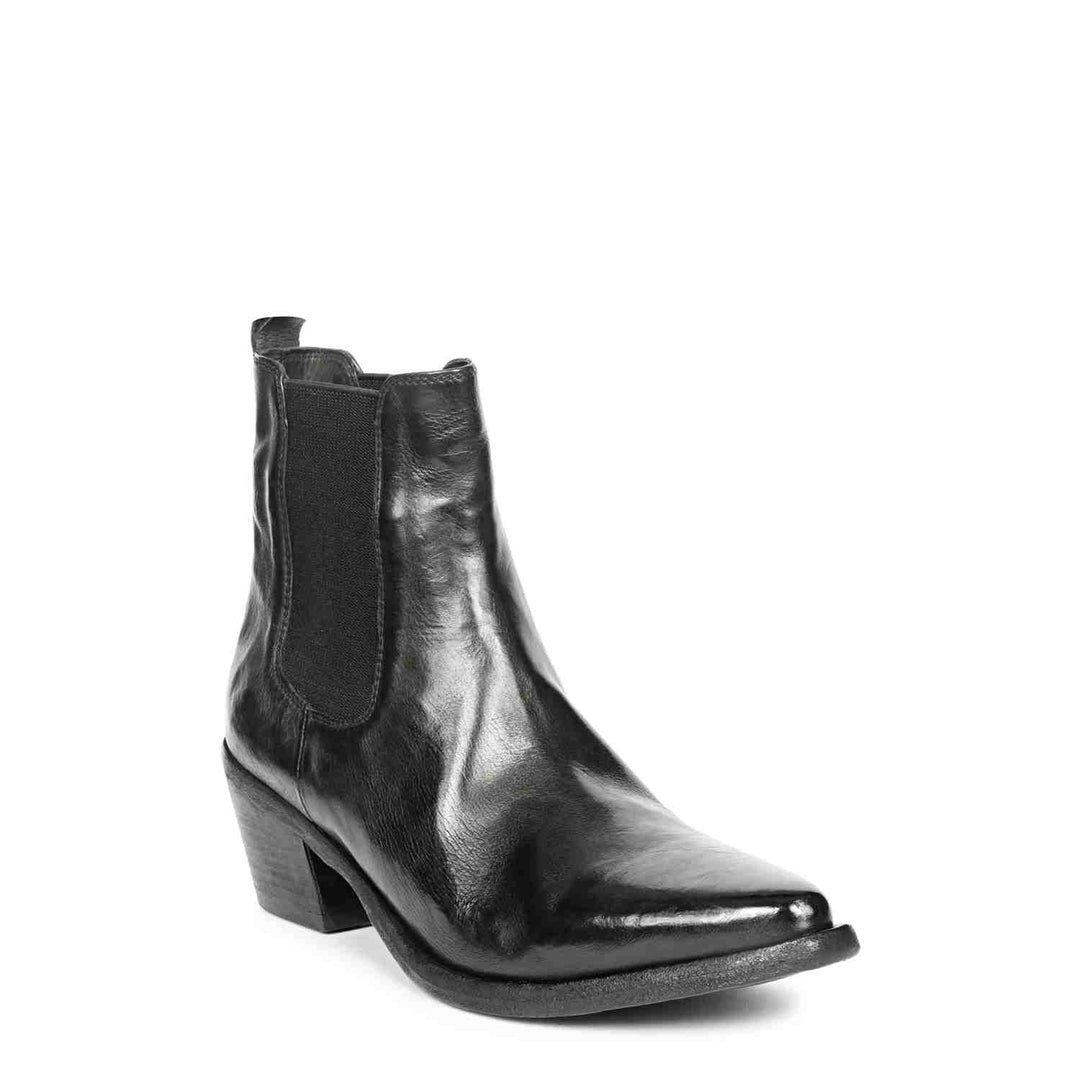 Saint Athena  Black Leather Washed Ankle Boot