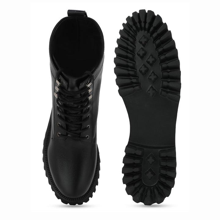 Saint Anastasia Black Leather Lace Up High Ankle Boots