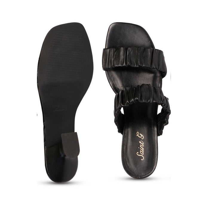 Saint Natalya Black Leather Heels - SaintG UK