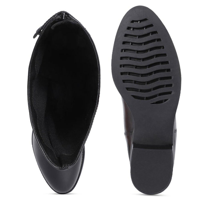 Saint Stella Black Leather Knee High Boots - SaintG UK
