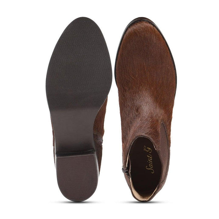 Saint Jacobella Brown Pony Hair Leather Ankle Boots - SaintG UK