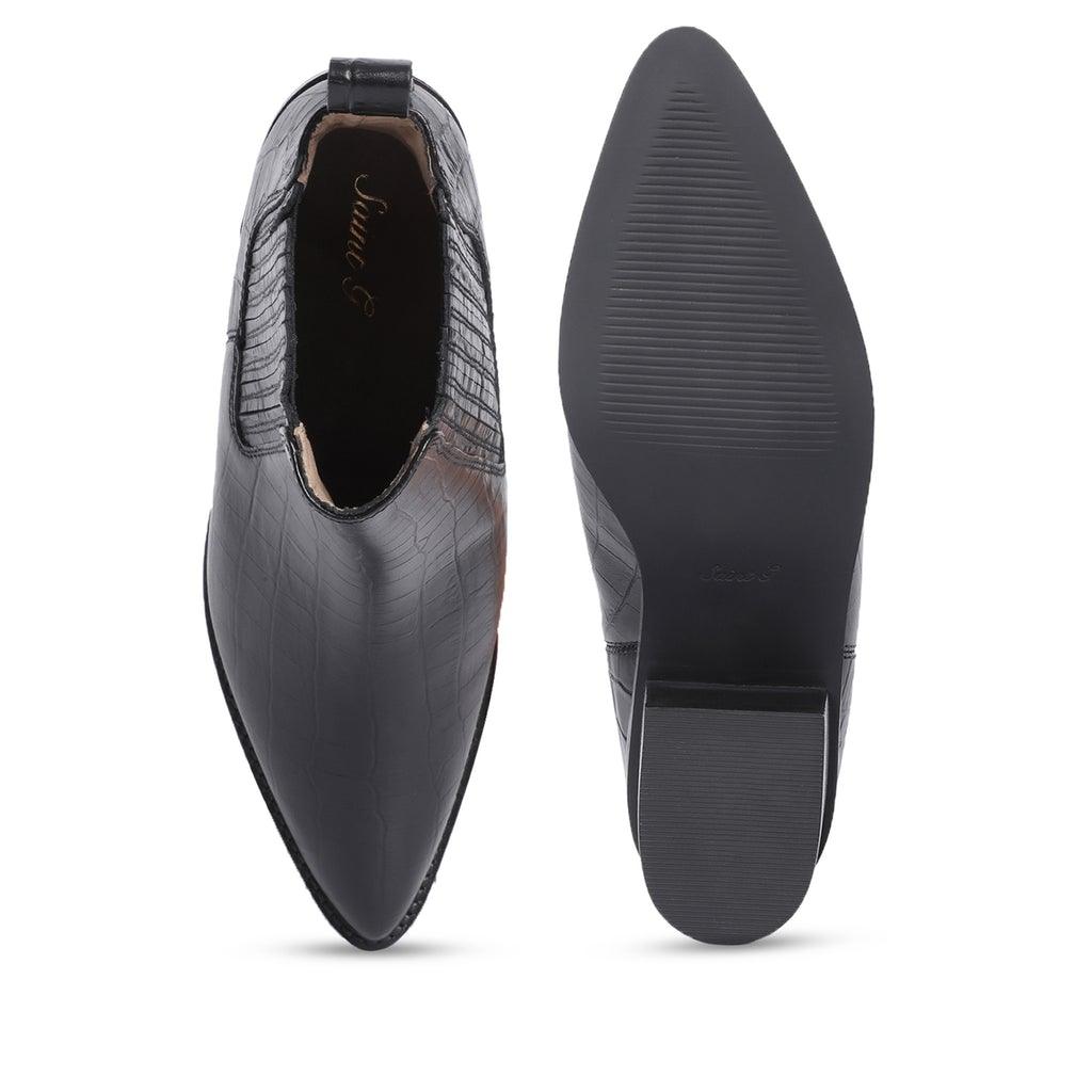 Saint Ilaria Black Croc-Embossed Leather Ankle Boots - SaintG UK