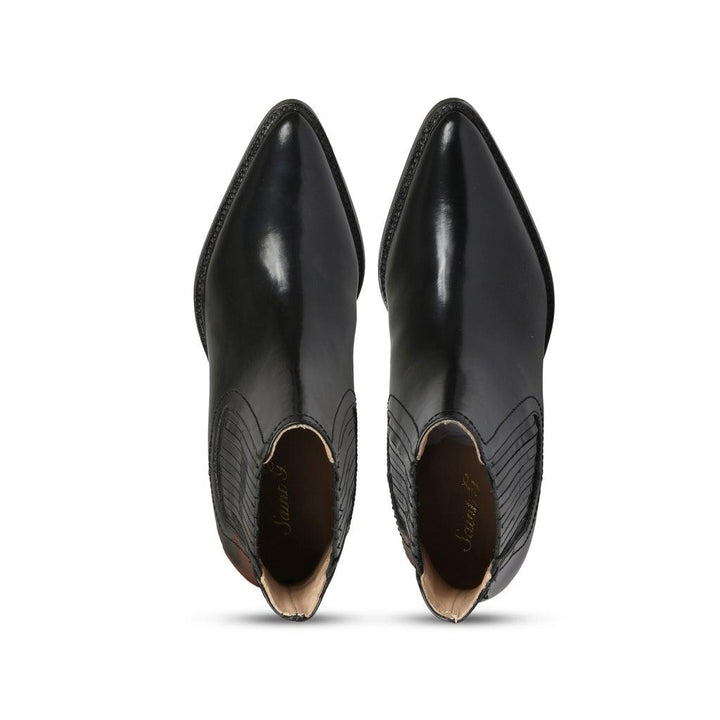 Saint Helena Black Leather Ankle Boots - SaintG UK