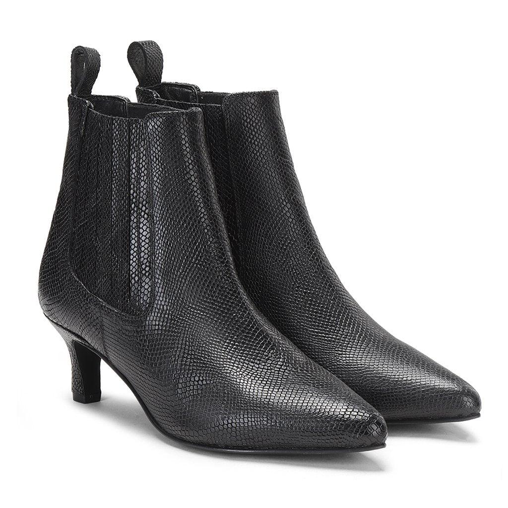 Saint Rosanella Snake Print Black Leather Ankle Boots - SaintG UK